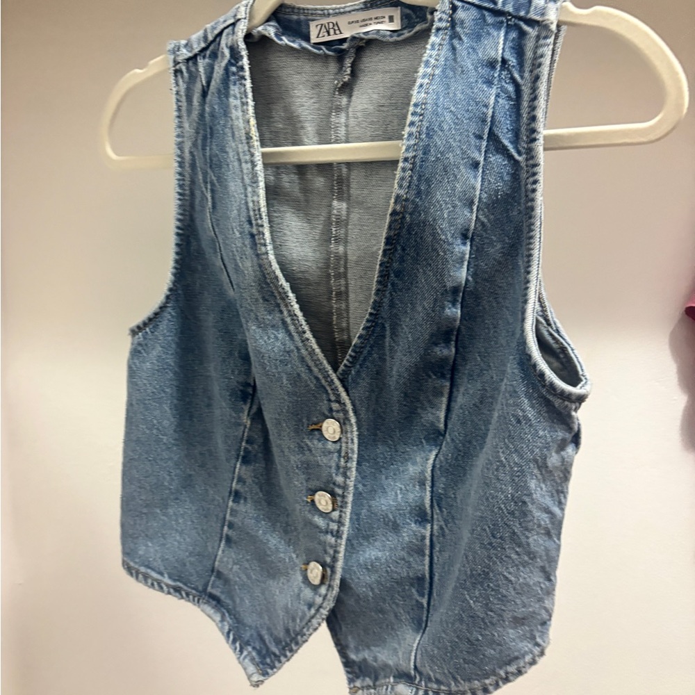Zara Blue Denim Vest Top